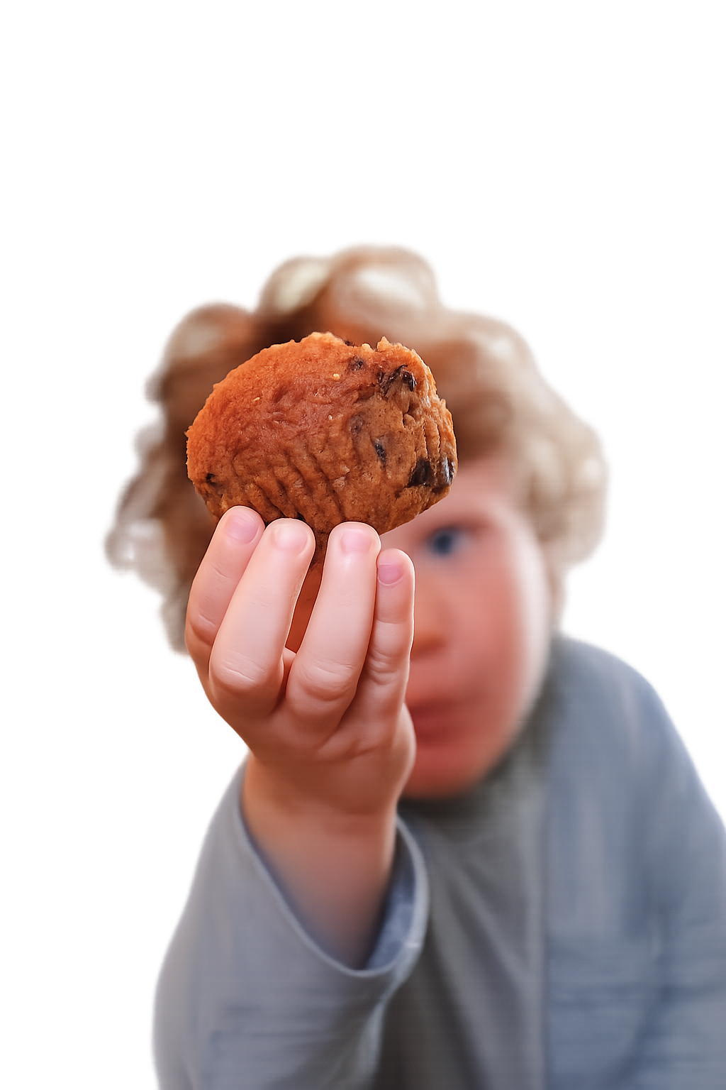 boy holding muffin - transparent
